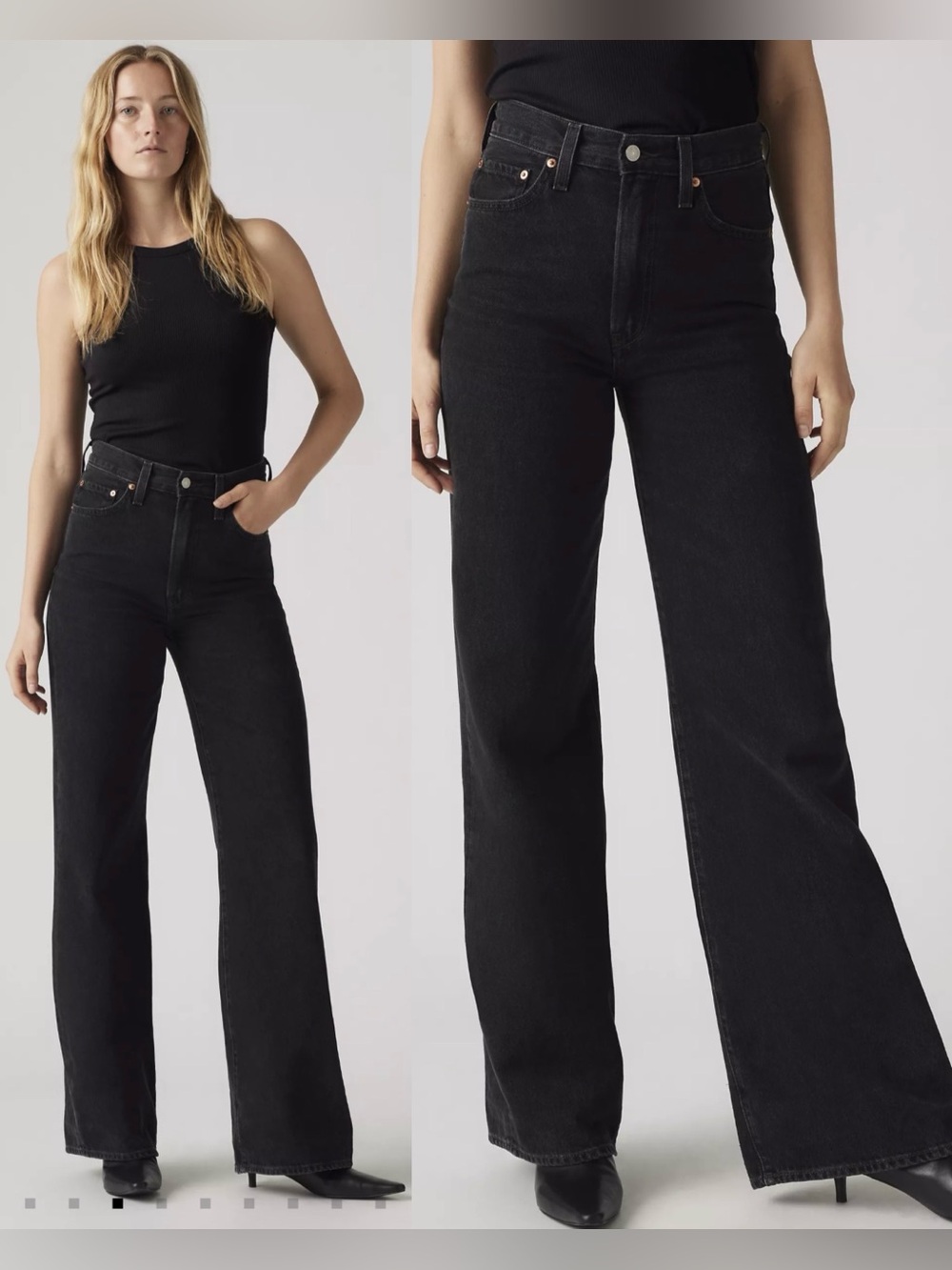 Levi’s Ribcage Wide Leg Jeans Cotton Black Wash , size 29